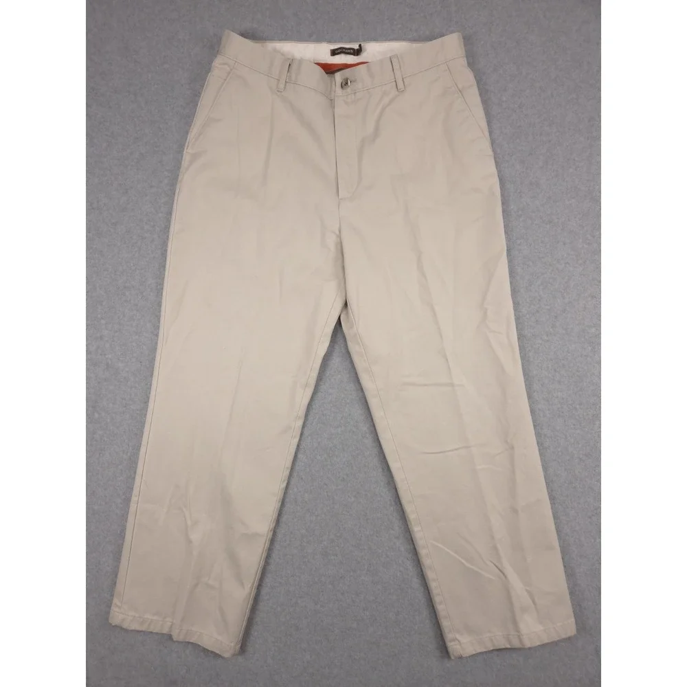 Dockers D3 Mens 34x30 Cream Ivory Khaki Flat Front Casual Chino Pants School